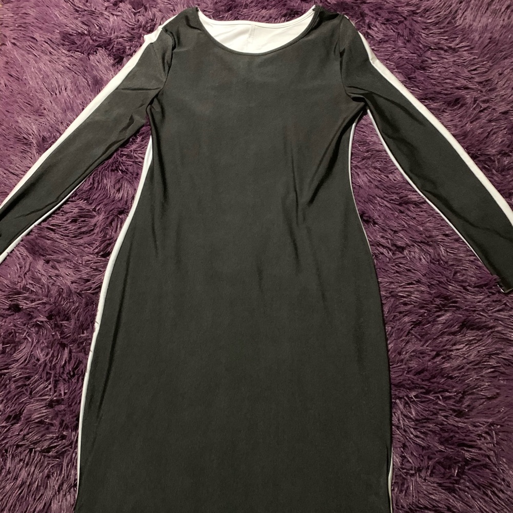 Black front, white back dress